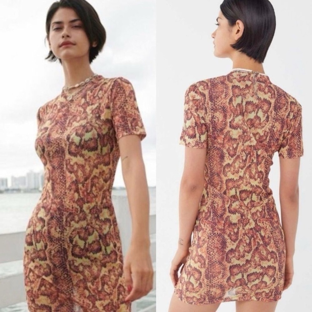 Urban Outfitters Mimi snakeskin bodycon sheer minidress S